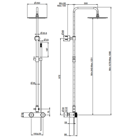 Fima Carlo Frattini Colonne doccia Душевая стойка, верхний душ 25см., с термостатическим смесителем, держателем и ручным душем, цвет: золото 