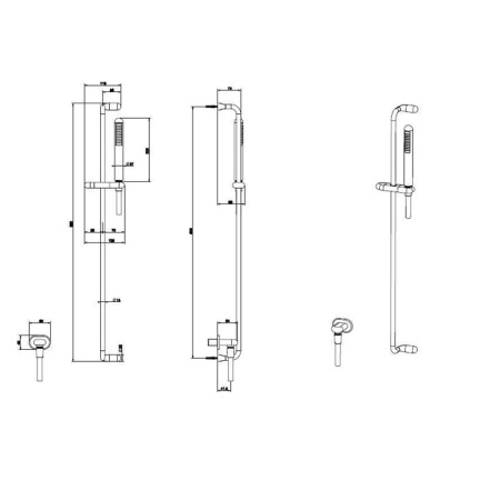 Gessi Goccia Душевая штанга с ручным душем и выводом воды из стены, цвет: черный 
