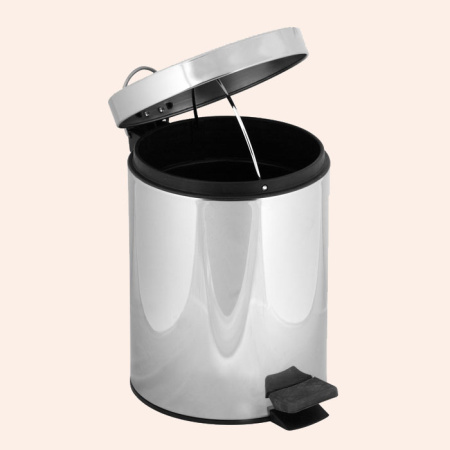 TW Harmony 010, ведро с педалью и крышкой, 5 литров, цвет: хром 