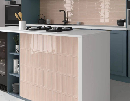 Equipe Island Настенная керамическая плитка Peony Pink 6.5x20 глазурованный глянцевый 