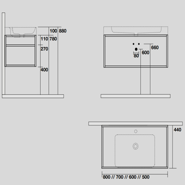 KERASAN Cento раковина 80х45 подвесная c 1отв под смеситель, белая 