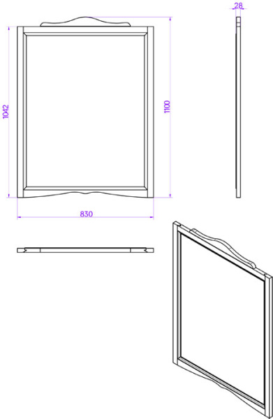TW Veronica, Зеркало 83*h110см, цвет: bianco 