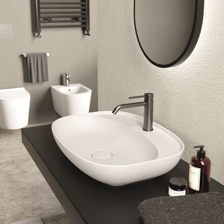 Alice Form Раковина Oval 60x45хВ12 Plan, накладная, с отверстием под смеситель, белый матовый 