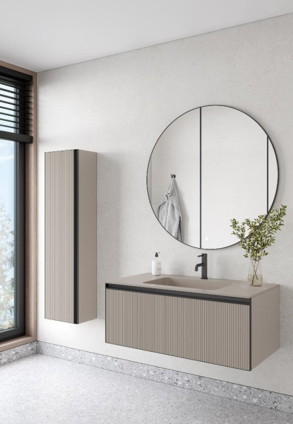 QUATRO 1 100CM  тумба рифл DAPHNE профиль ANTHRACITE с подсветкой внутри 