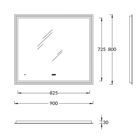 Kerama Marazzi Зеркало TECNO 90х80 см. c LED подсветкой, с функцией антизапотевание, белый глянцевый 