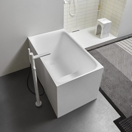 ANTONIO LUPI CUBA Ванна 1250х750х700 мм., сидячая, отдельностоящая, скрытый автоматический перелив, сифон, донный клапан, Flumood, цвет белый матовый 