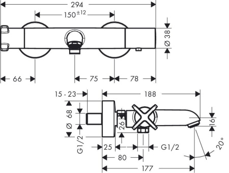 AX Citterio E Настенный термостат для ванны, цвет: хром 