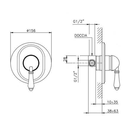 Nicolazzi Unico 4006, встраиваемая часть для душа, скрытый монтаж,  подключение 1/2"(новый арт C4006) 