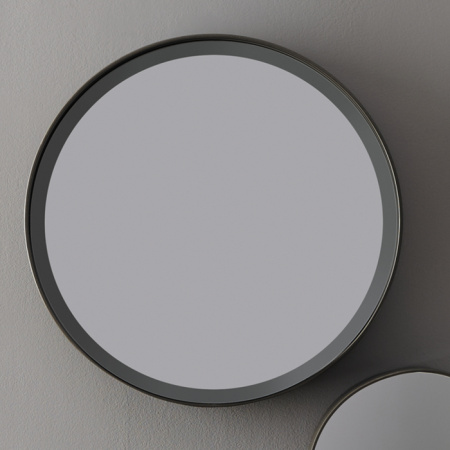 BURGBAD Зеркало Ø500х60 мм., с подсветкой, с выключателем, корпус кварцевый металлик 