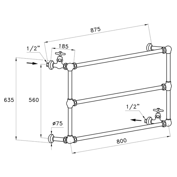 Stella Полотенцесушитель водяной 800х560 мм, цвет хром 