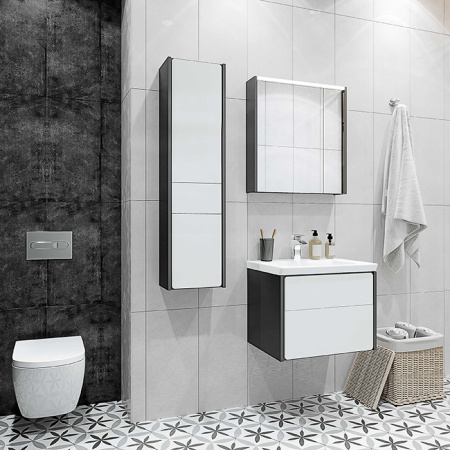 Roca RONDA Тумба подвесная 577x412x480 мм. для раковины 600 мм, с 2 ящиками, белый глянец/антрацит (ZRU9302963) 