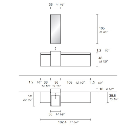 NOORTH milldue edition Sintesi База п/рак Prop 49, 36х38.8хh48см, меламин, Цвет:Venato fumo-723 