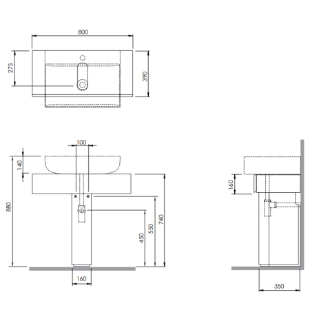 AZZURRA Charlotte База напольная под раковину 80х39х74 см, с вырезом для раковины, цвет дуб 