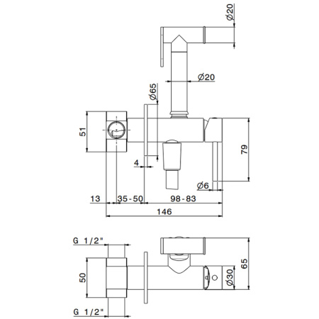 Newform Idroscopini Гигенический душ со смесителем, шланг, цвет: хром (снято с пр-ва) 