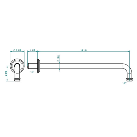 THG MANDARINE METAL Держатель верхнего душа 358 мм., настенный, цвет хром 