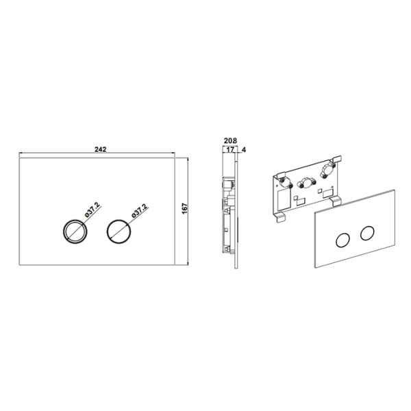 Bongio Toilet  Plates Клавиша смыва для Geberit Sigma 12-Sigma 8, цвет матированный никель 