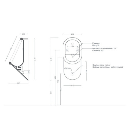 Artceram BABILA Писсуар 37x30хh64 см, цвет белый матовый/покрытие Saniglaze 