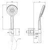 Gessi Emporio Emporio shower Душевой комплект: вывод воды, держатель, шланг 1,50 м и  3-позиционная душевая лейка с защитой от изв. налёта, цвет: Chro 