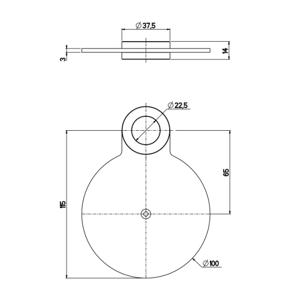 QuadroDesign FFQT QA002AS Круглая полка для излива или душевой штанги, цвет Brushed Stainless Steel 