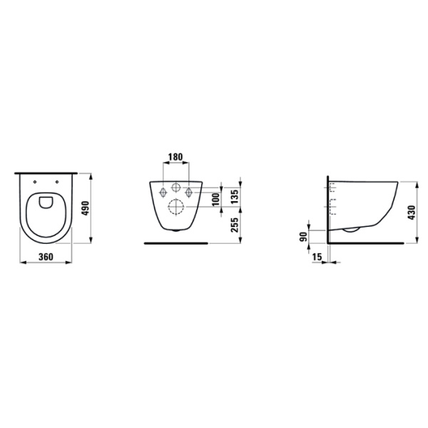 LAUFEN Pro Унитаз подвесной безободковый, укороченный 490х360х340 мм., цвет белый 