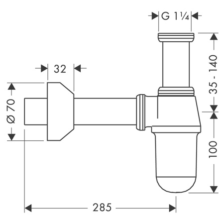 HG Сифон-стакан для раковины, цвет: хром 