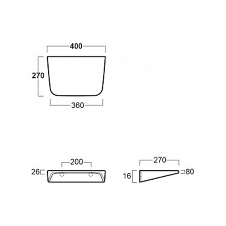 Simas Degrade Полка 40х27см подвесная с креплениями, цвет: белый 