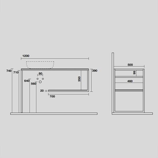 KERASAN LOUISE Структура металлическая напольная 120х74 см, нерж сталь, с полкой, с отв под раковину, с полотенцедерж,цвет черный матовый 