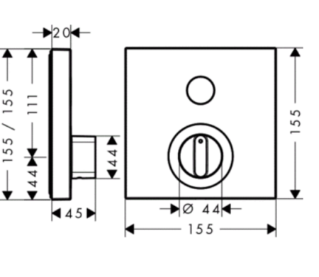 HG ShowerSelect Встраиваемый смеситель для душа, 1 источник с кнопкой вкл/выкл., (внешняя часть), цвет: хром (Спеццена из наличия) 