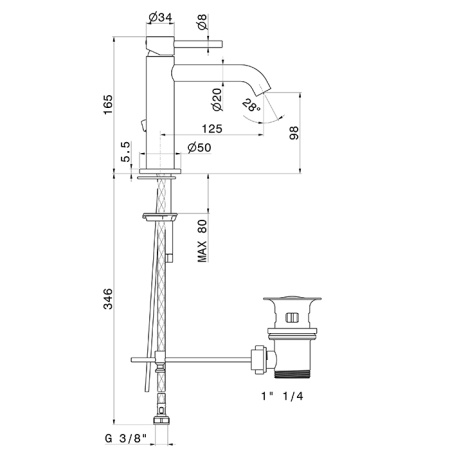 Newform X-Way Смеситель для раковины с донным клапаном, цвет:  хром 