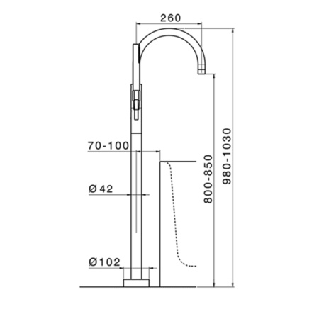 CISAL SLIM Смеситель для ванны напольный, однорычажный, с ручным душем и шлангом 1500 мм., внешняя часть, цвет черный матов (смотри аналог LN01420040) 