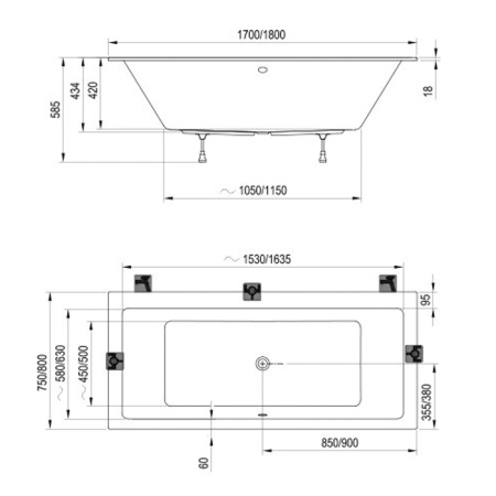 RAVAK Ванна FORMY 01 SLIM 170x75 белая 