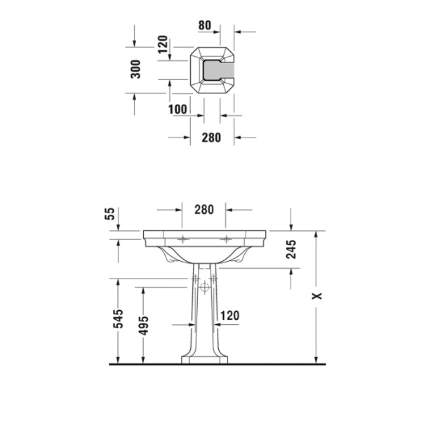 Duravit 1930 Пьедестал для раковины #043870/043880, цвет: белый (СПЕЦЦЕНА) 