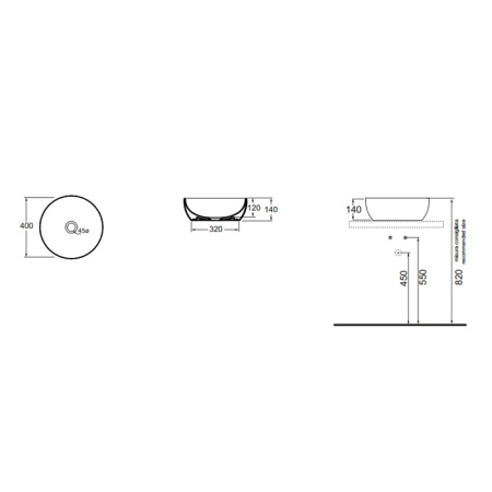 AZZURRA ELEGANCE CIRCLE  раковина чаша 40х40х14см без отв. под смеситель, цвет белый (цена по акции со склада!) 