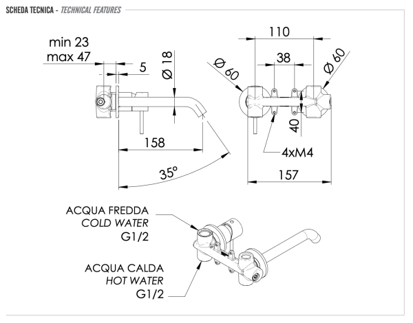 Смеситель для раковины Remer X Style X15PDO, золото глянцевое 