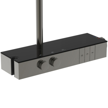 Ideal Standard Solos Душевая стойка с термостатич.смесителем для душа, верхний душ 33см, руч.душ, шланг 175см, без A1070NU, цвет: PVD Magnetic Grey 