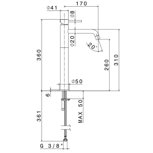 Newform XT Смеситель для раковины на 1 отв, высокий, без донн.клап., излив 170мм, цвет: Copper satin 