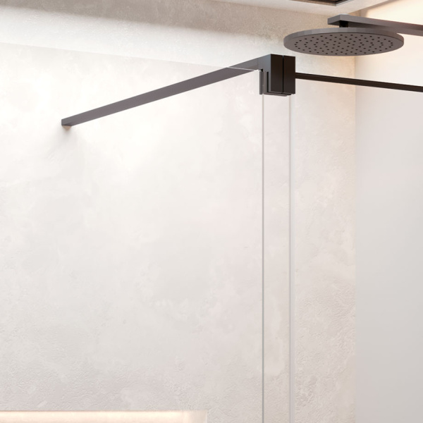 Дверь в нишу сдвижная 140 см (137-139x200) Novellini H Style HSTYLE140S-1H, левая, профиль Black Matt, стекло прозрачное CrystalClear 