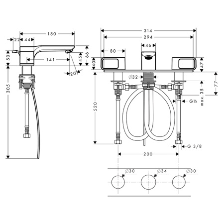 AX Urquiola Смеситель для раковины , цвет шлифованное красное золото 