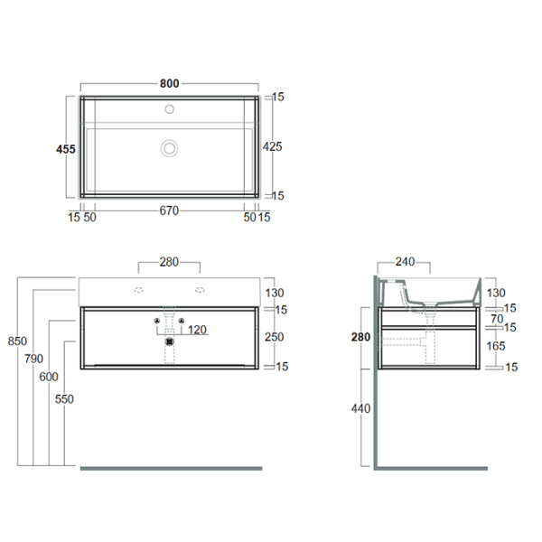 SIMAS AGILE Структура металлическая 81x46xh28 см, подвесная, для раковины AG81, с 1 полкой, цвет черный матовый 