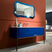 Antonio Lupi ILBagno Комплект мебели: тумба напольная с раковиной 162x54см, цвет: Mirtillo lucido, зеркало цвет: Blue и смеситель, цвет: хром