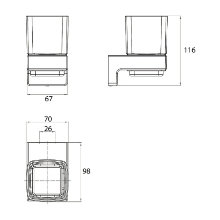 Emco Cue Стакан подвесной, матовое стекло/ хром 
