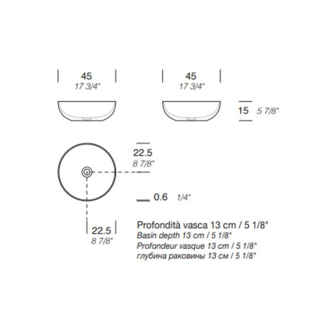 MILLDUE  Раковина  DEN C45 накладная из керамики ,45х15 см, без отв для смесителя, цвет белый глянцевый 