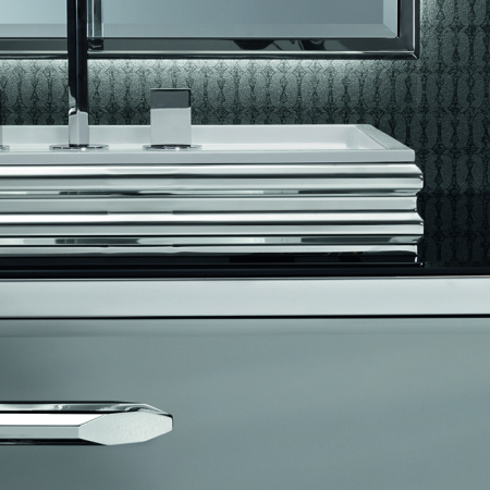 VITAGE milldue edition Раковина ZURIGO63 накладная 63х44.2хh14см без перелива c 3отв. ceramilux/сталь, цвет: белый/сталь 