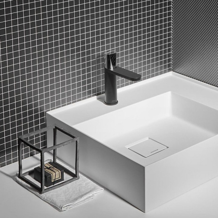 ANTONIO LUPI INDIGO Смеситель для раковины на 1 отверстие, излив 165 мм., ручка хром блестящий, цвет черный матовый 