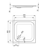 BETTE Душевой поддон квадратный 80х80хh65см с отв-м слива d90мм, с шумоизоляцией и покрытием анти-слип, цвет белый 