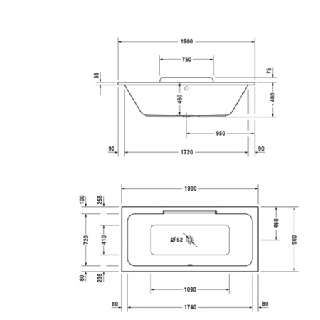DURAVIT Ножки для ванн и душевых поддонов с боковой длиной> 1000 мм 