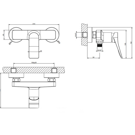 GESSI Rilievo Смеситель для душа, настенный на 2 отв., цвет: nero XL 