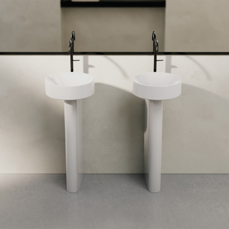 BETTE SunoPedestal Раковина пристенная 34*43,7*84см с 1 отв. под смеситель с сифоном, шумоизоляцией, крепежом, цвет белый 