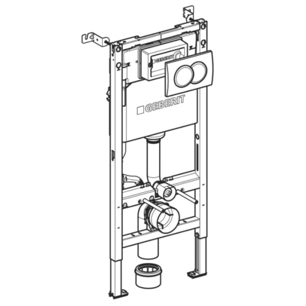 Geberit Duofix Инсталляция для подв. унитаза, 112 см, со смыв. бачком Delta 12 см, с креп., клавиша Delta01, круглая: Глянц. хром (замена 458.149.21.1 