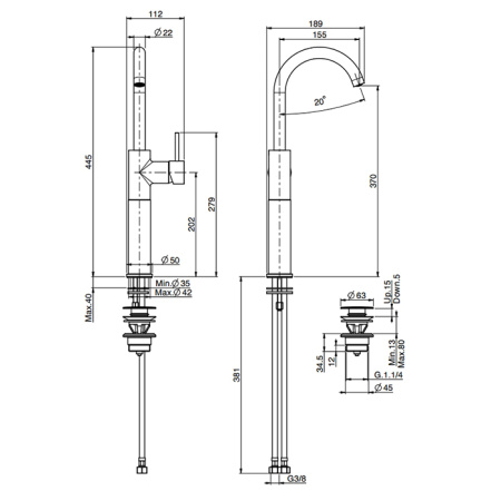 Fima Carlo Frattini Spillo Up Смеситель для раковины, на 1 отв., с донным клапаном, цвет: золото 
